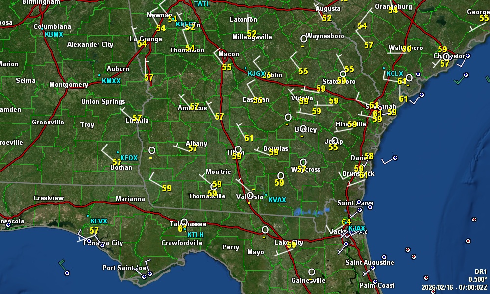 Radar view for SE GA & NE FL from Savannahpat
